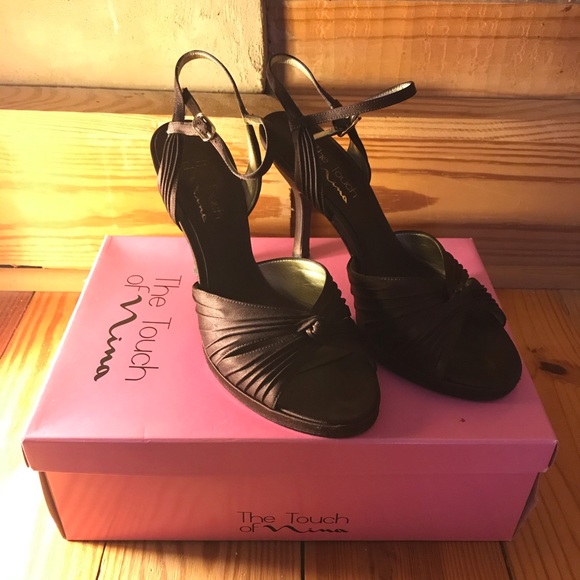 Touch of Nina Chocolate Satin Heels, EUC, 8 - Picture 11 of 15